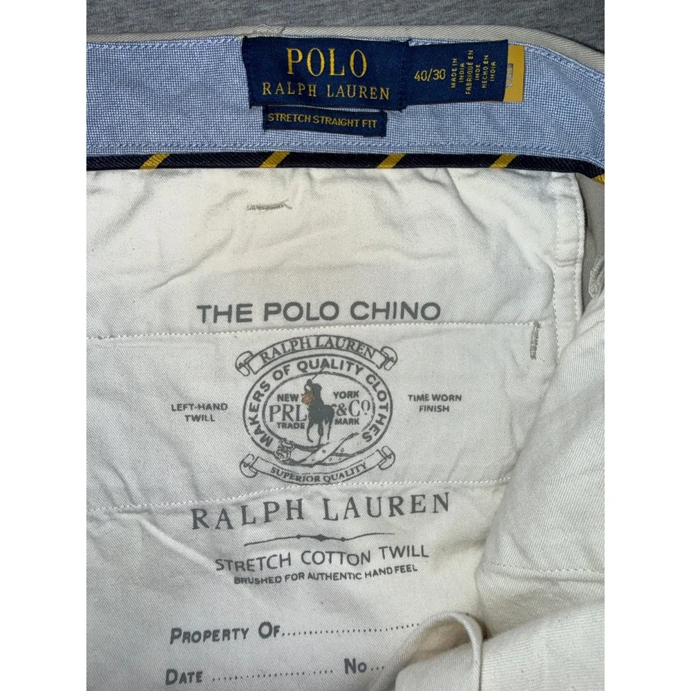 Polo Ralph Lauren Mens Stretch Straight Fit Pants Size 40x30 Beige Preppy Ivy